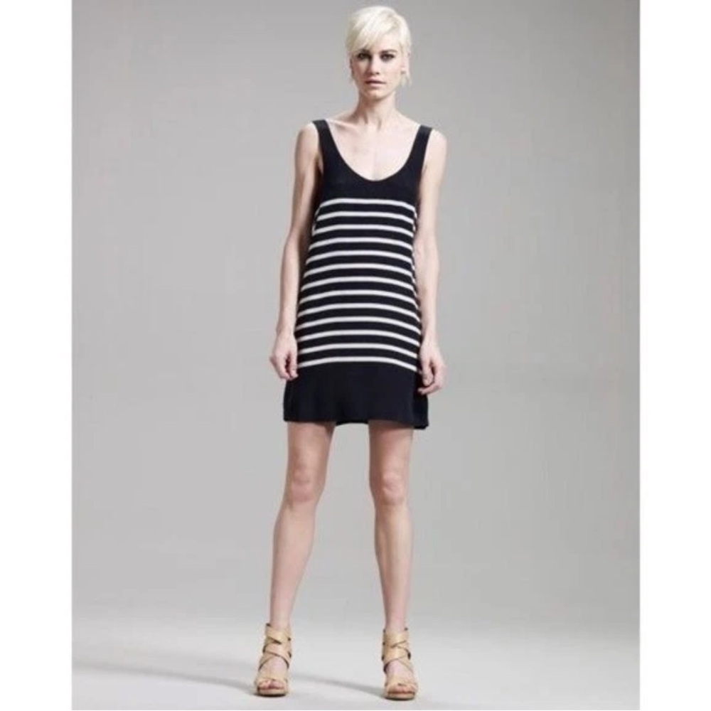 Joie Trudy pure silk dress caviar black cream shift mini slip M